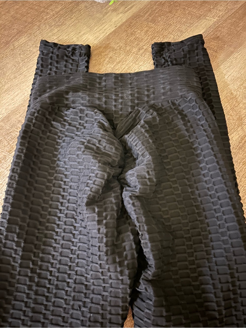 Textured Black High-Waist Leggings